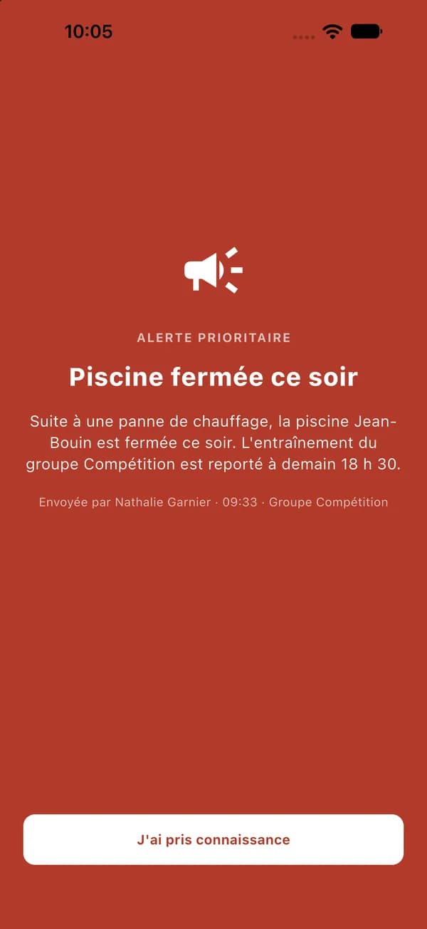 Écran des alertes prioritaires dans Convoc